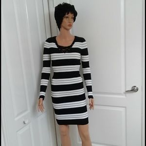Black, and White Sheath Dress with 5% Spandex